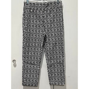 Women's PREMISE Black White Patterned stretch Ankle & Cropped Pants S